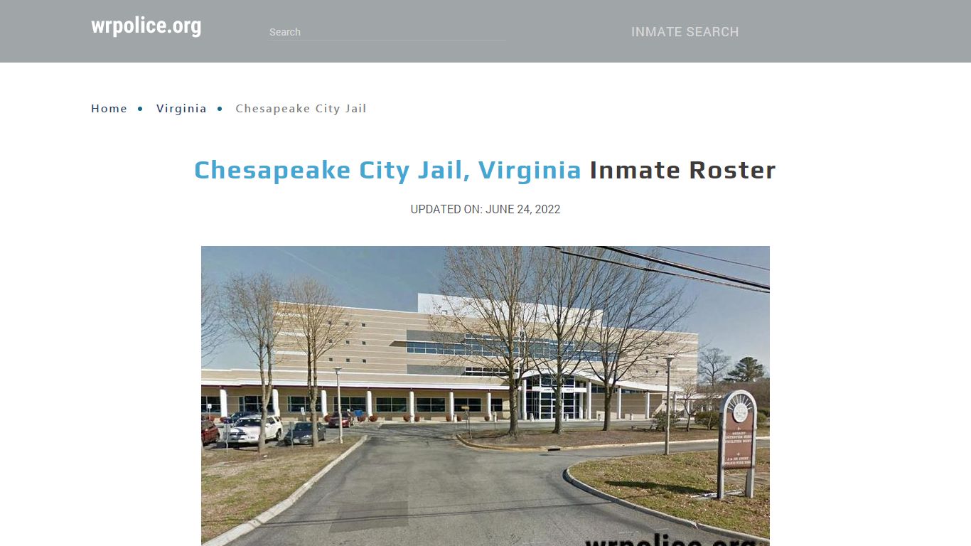 Chesapeake City Jail, Virginia - Inmate Locator - wrpolice.org
